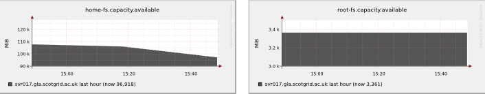 Ganglia graphs for example configuration. This shows the available space for two partitions.